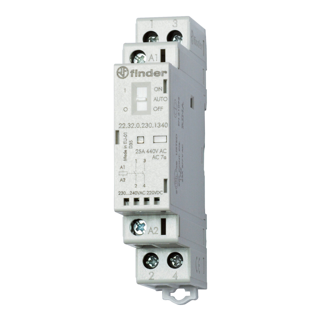 Finder Installationsschütz 24VAC/DC, 2S, LED 22.32.0.024.4340