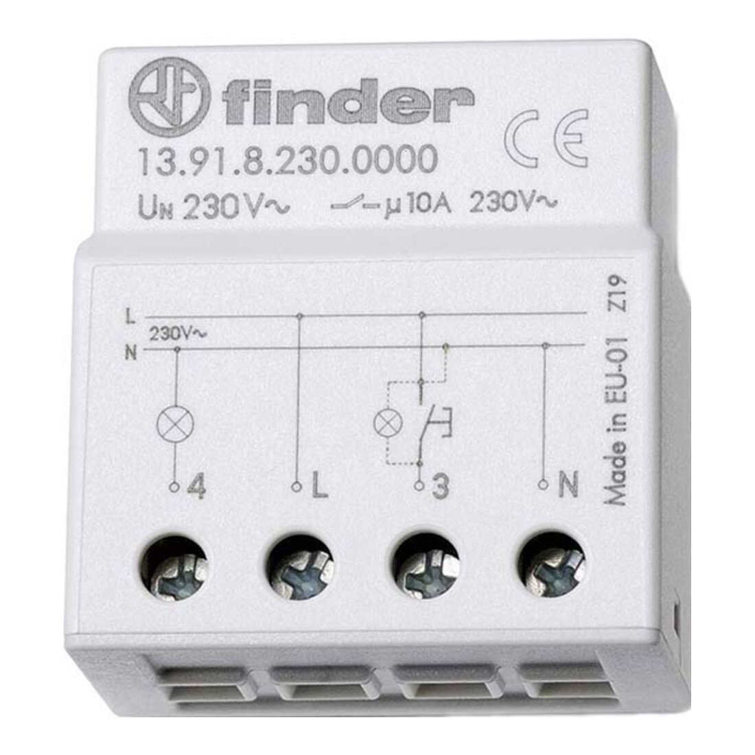 Finder Interrupteur à impulsion 1S 10A 230VAC 13.91.8.230.0000
