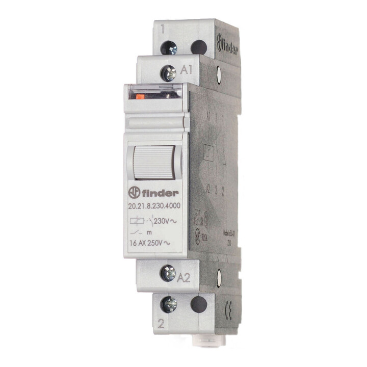 Finder Interrupteur à impulsion pour rail DIN 1S 20A 8AC 20.21.8.008.4000