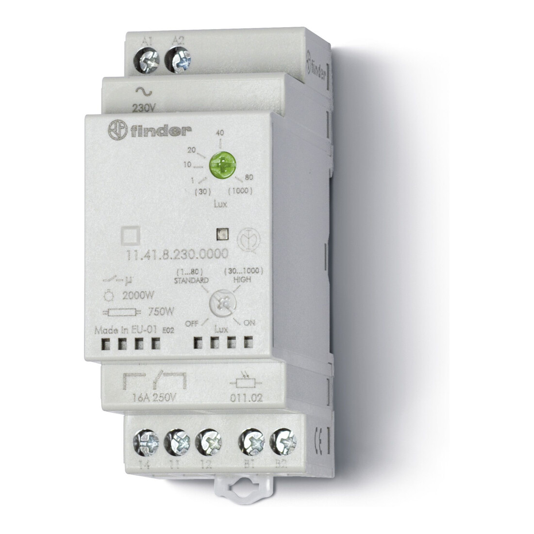 Finder Interrupteur crépusculaire 1000Lux 16A 230VAC 11.41.8.230.0000