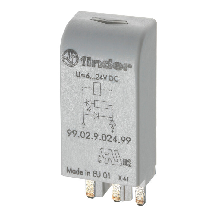 Finder LED vert + diode 6.. 24VCC for phase 95.03/05 99.02.9.024.99