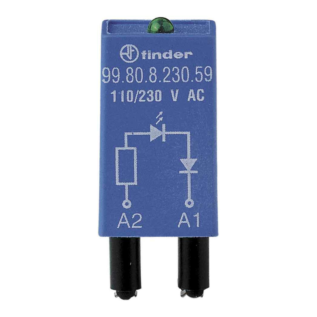 Finder LED vert + diode 6.. 24VCC pour phase 94.82/83/84 99.80.9.024.99