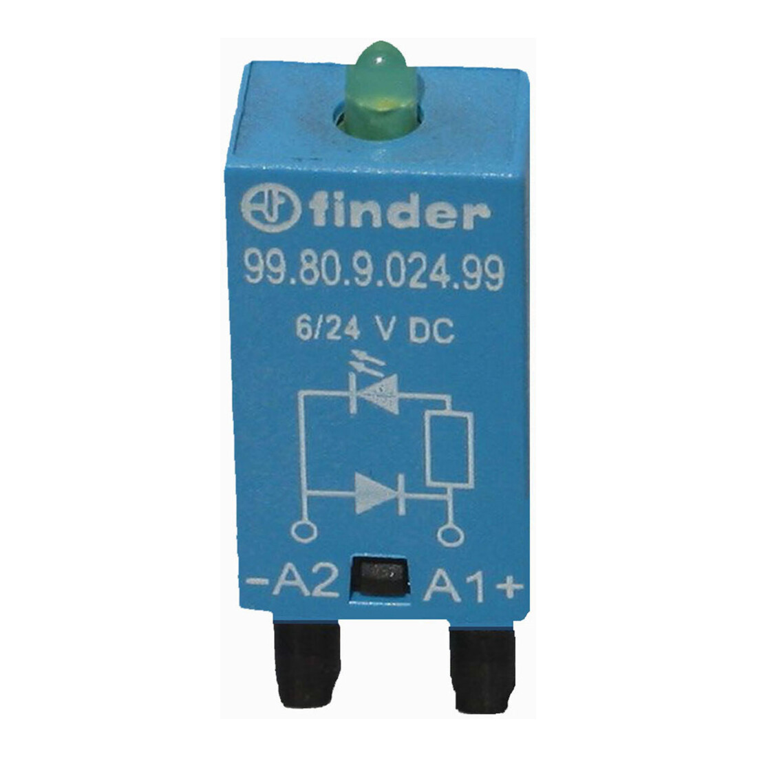 Finder LED vert + diode 6.. 24VCC pour phase 94.82/83/84 99.80.9.024.99