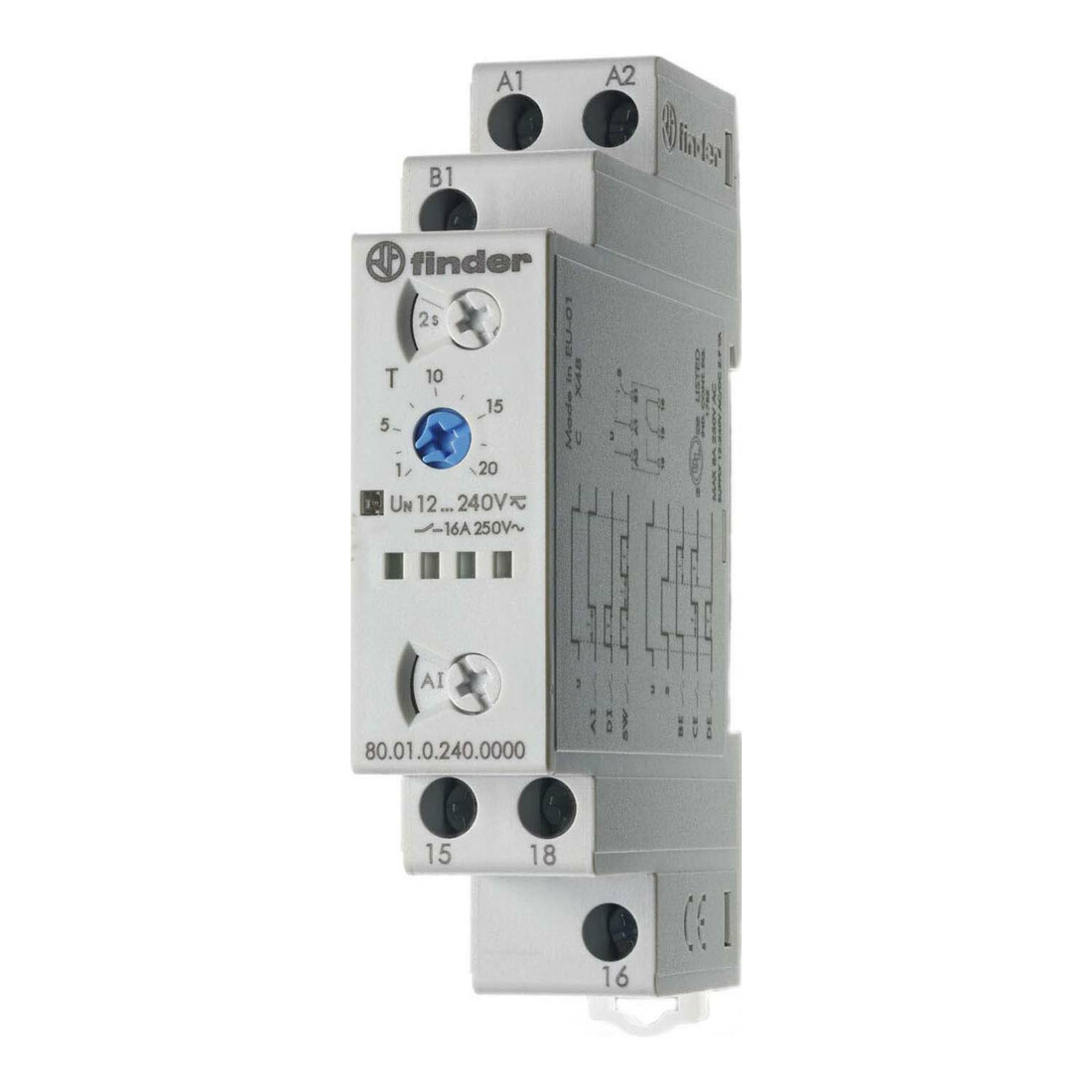 Finder Relais multifonction temporisé 12-240V AC/DC, 1W, 16A 80.01.0.240.0000
