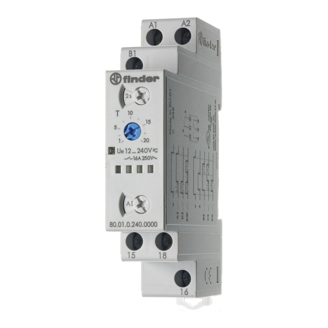 Finder Relais multifonction temporisé 12-240V AC/DC, 1W, 16A 80.01.0.240.0000