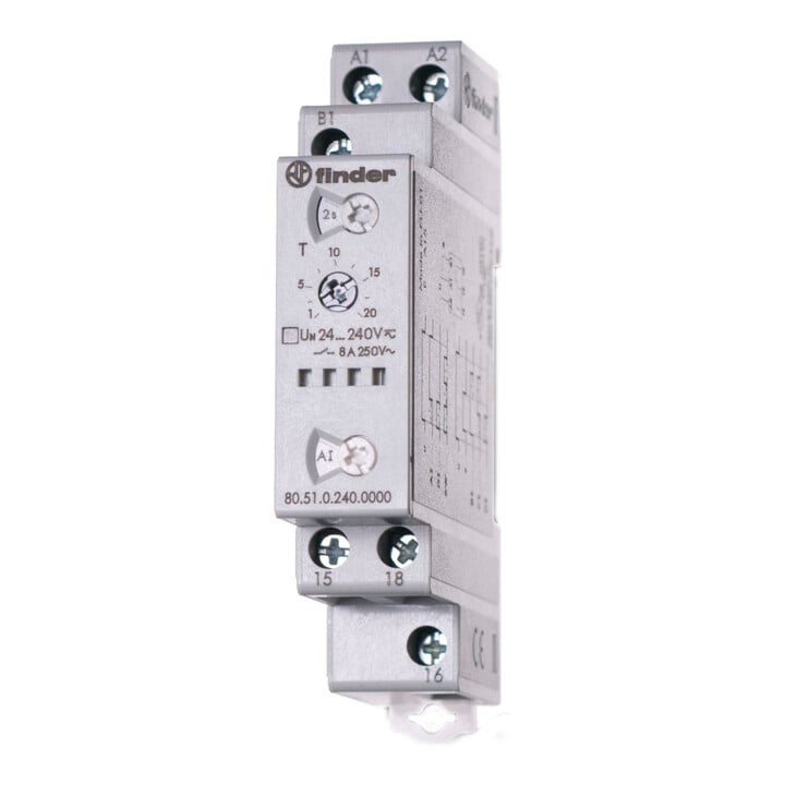 Finder Relais multifonction temporisé 24-240V AC/DC, 1W, 8A 80.51.0.240.0000