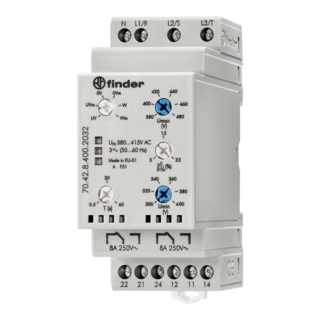 Finder Surveillance réseau 3 phases, 380-415VAC 70.42.8.400.2032