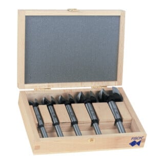 FISCH Set di mecchie Forstner in astuccio di legno, Numero di punte: 5