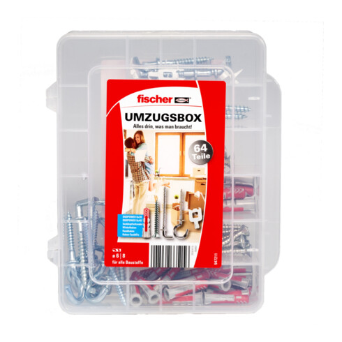 fischer Boîte de déménagement DuoPower 6 et 8 mm 64 pièces