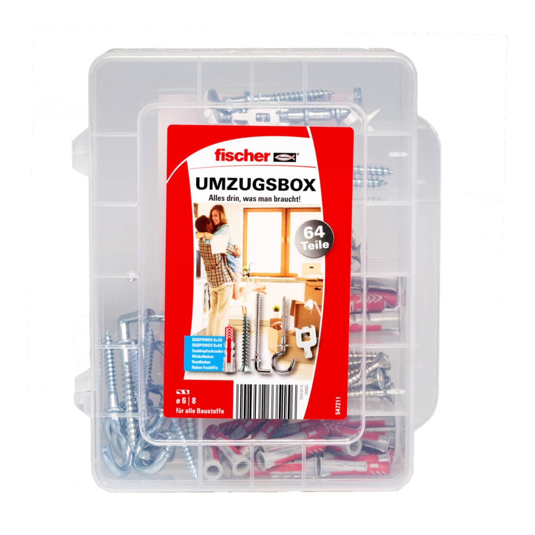 fischer Boîte de déménagement DuoPower 6 et 8 mm 64 pièces