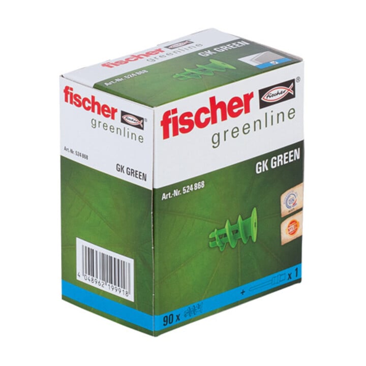 fischer bouchon en plaque de plâtre GK VERT