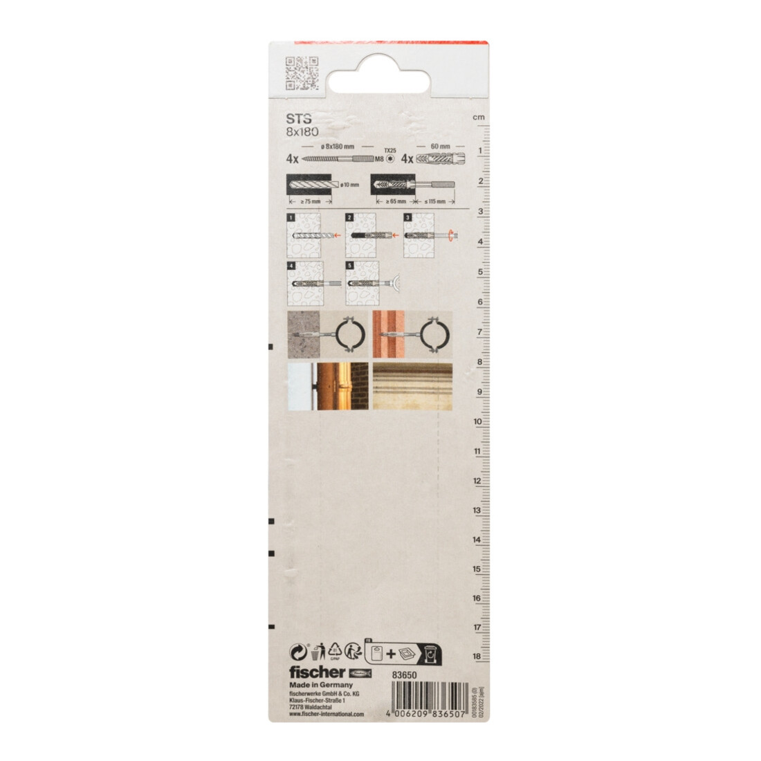 fischer Boulon à vis STS 8 x 180 + UX K SB-SaMo