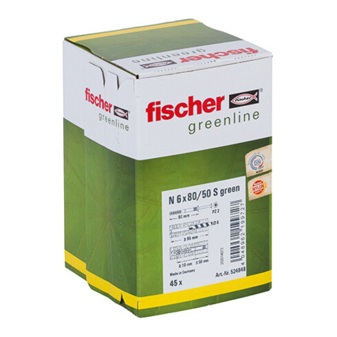 Cheville à frapper fischer N vert S avec vis en acier électrozingué
