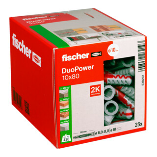 fischer Cheville bi-matière DuoPower 10 x 80 sans vis, boîte à fenêtre