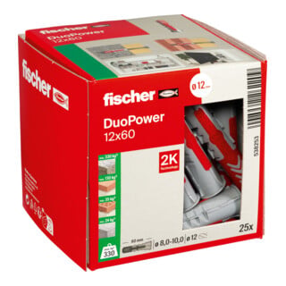 fischer Cheville bi-matière DuoPower 12 x 60 sans vis, boîte à fenêtre