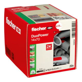fischer Cheville bi-matière DuoPower 14 x 70 sans vis, boîte à fenêtre