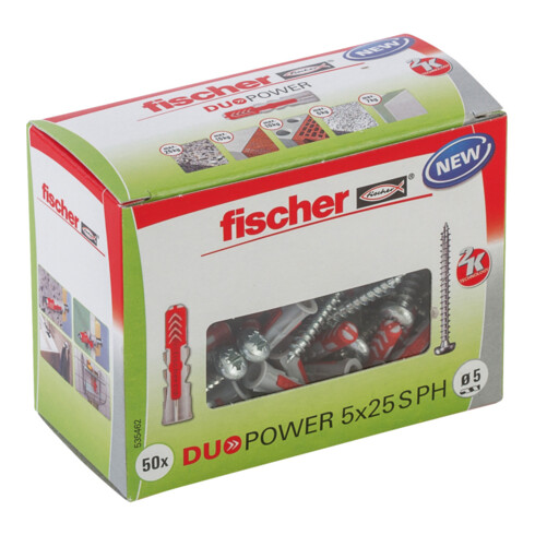 fischer Cheville bi-matière DuoPower 5 x 25 PH avec vis