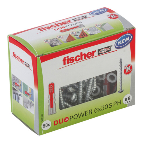 fischer Cheville bi-matière DuoPower 6 x 30 PH avec vis
