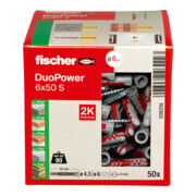 fischer Cheville bi-matière DuoPower 6 x 50 S avec vis, boîte à fenêtre-2