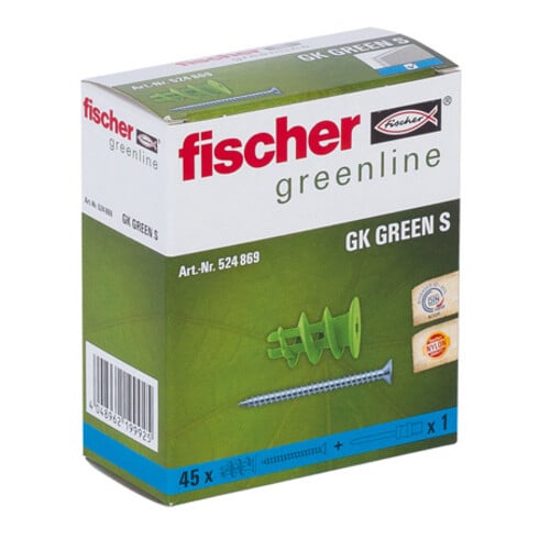 fischer Cheville nylon pour carton-plâtre GK Green S avec vis