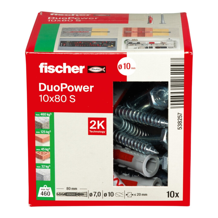fischer Dübel DuoPower 10x80 S LD