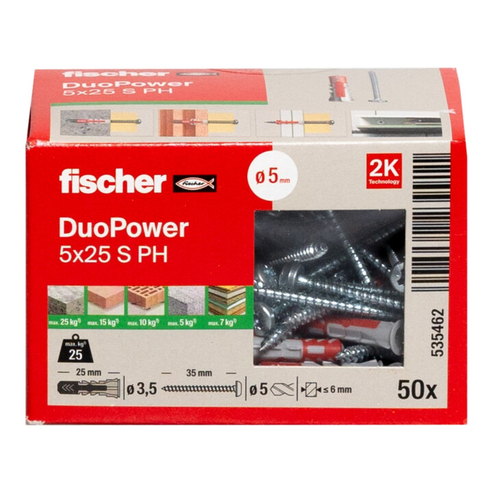 fischer Dübel DuoPower 5x25 S PH LD
