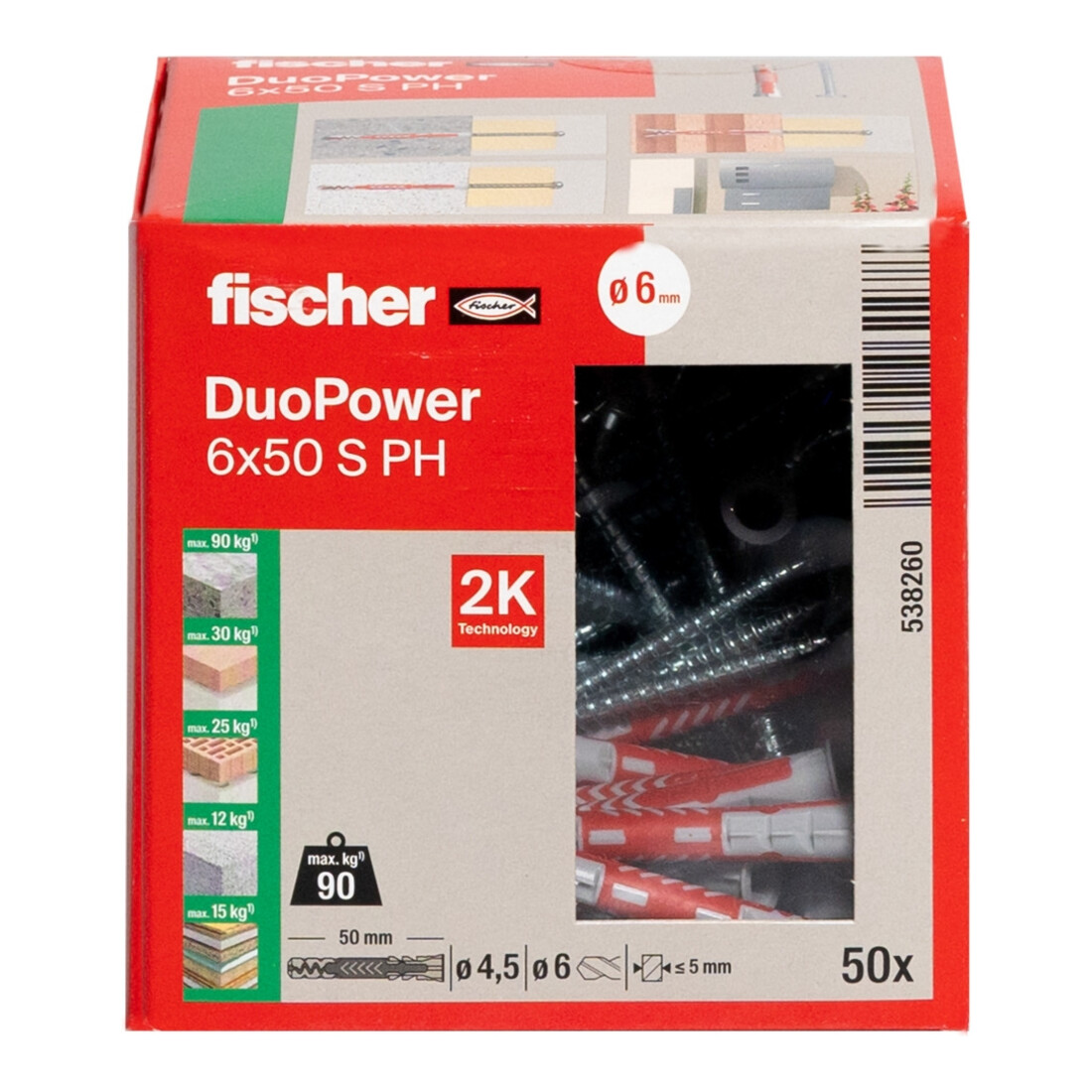 fischer Dübel DuoPower 6x50 S PH LD