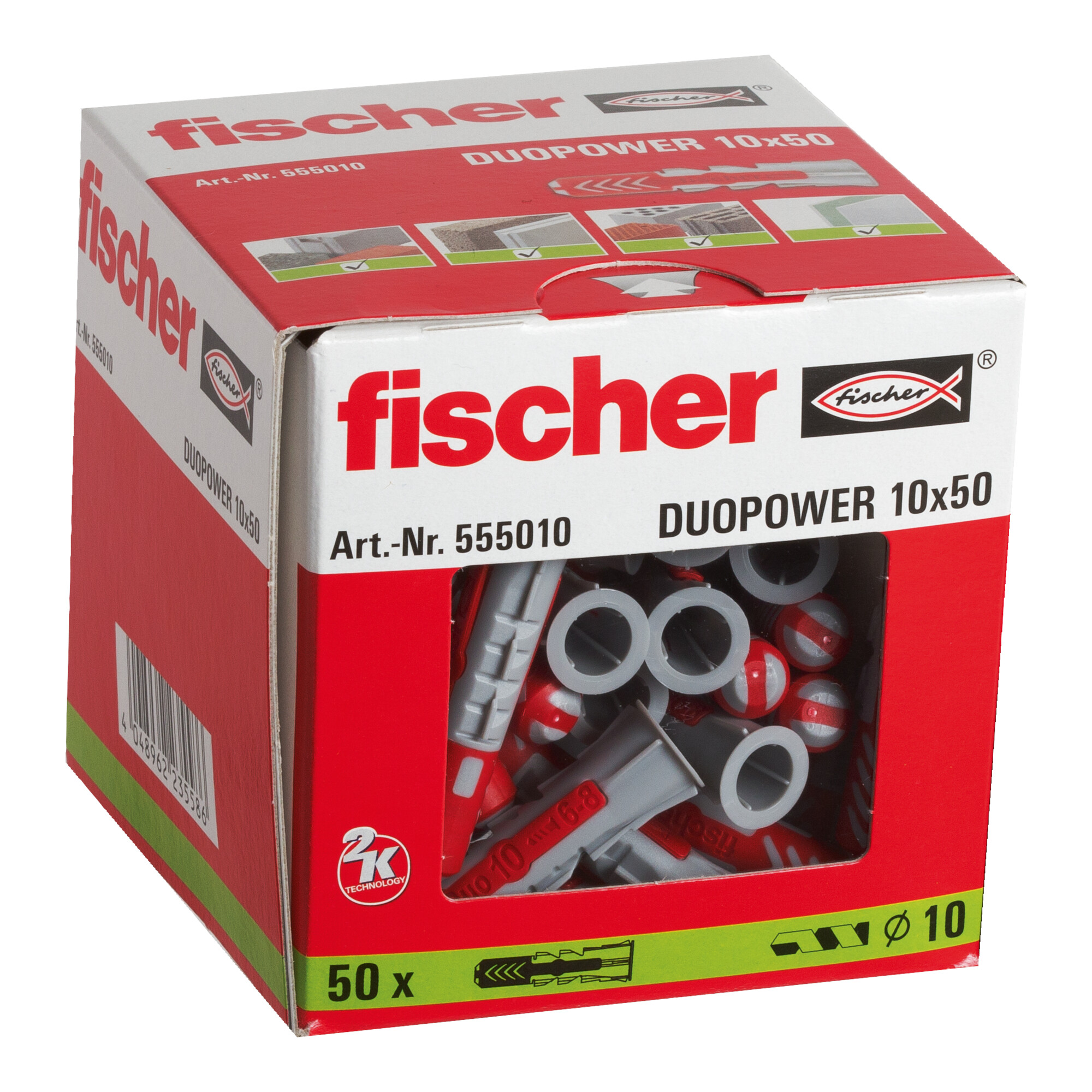 fischer DuoPower 10×50; Nylon-Dübel; Allzweckdübel; Universaldübel (555010)