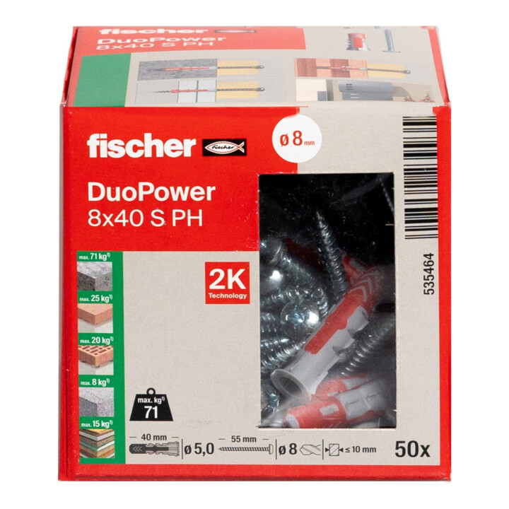 fischer  DuoPower 8x40 met bolkopschroef