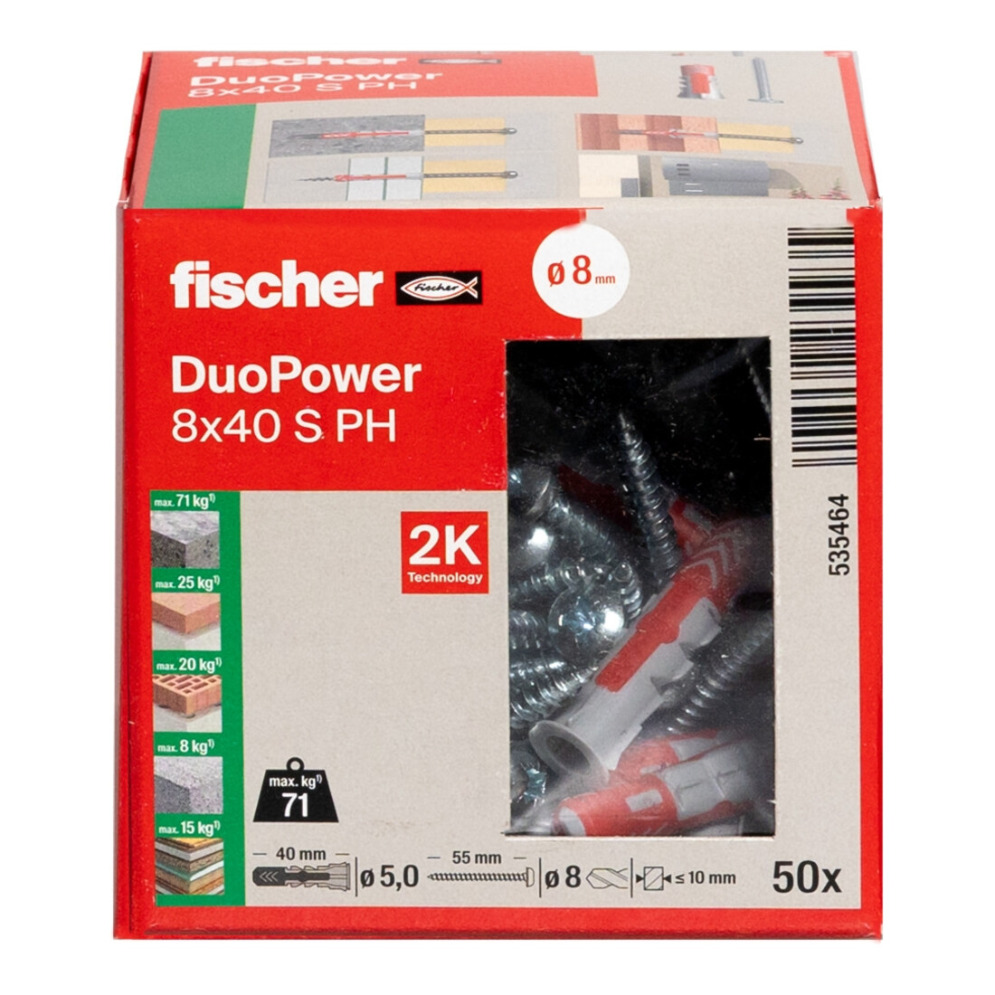 fischer  DuoPower 8x40 met bolkopschroef