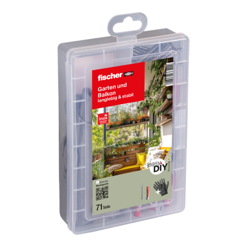 fischer easyDIY Box jardin et balcon + vis inox (71 pièces)