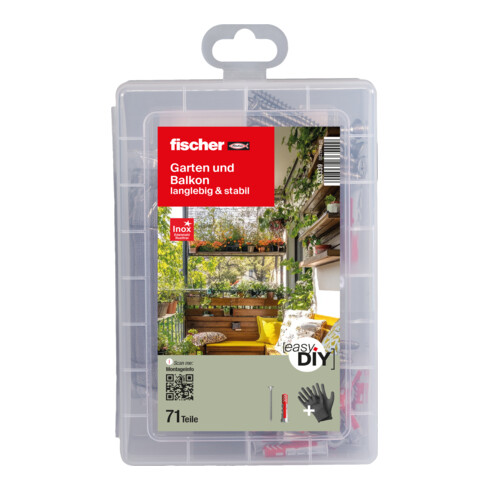 fischer easyDIY Box jardin et balcon + vis inox (71 pièces)