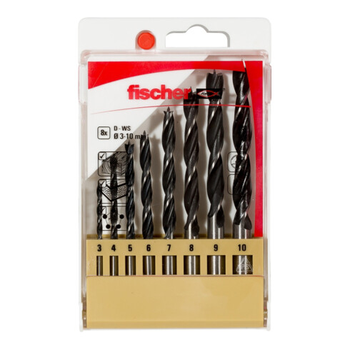 fischer Forets à bois D-WS Set 3-10mm P 8 pièces