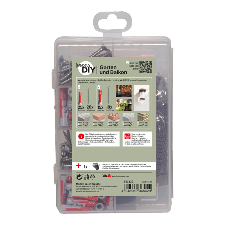 fischer Garten und Balkon easyDIY Box + Schraube rostfrei (71 Teile)
