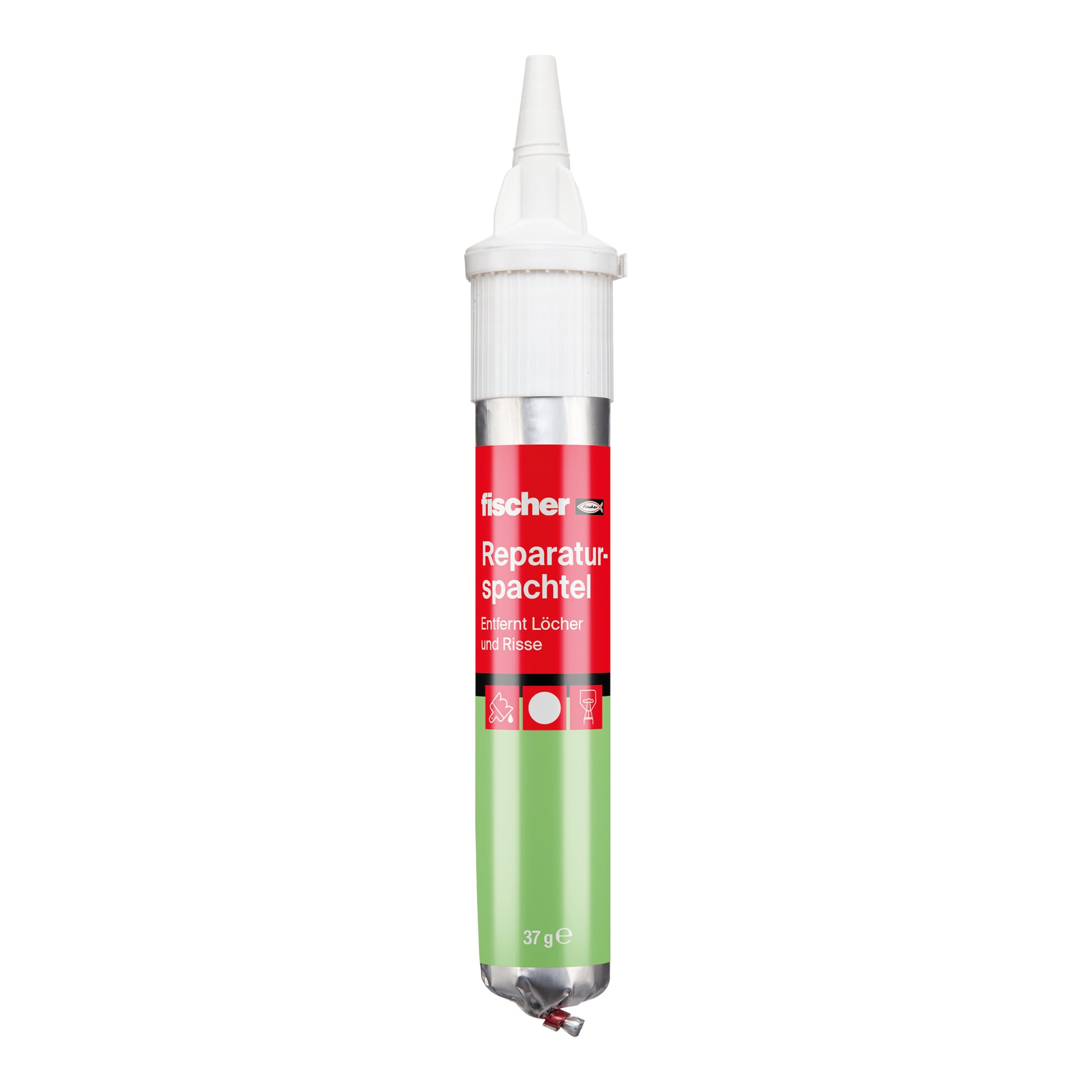 fischer GOW Reparaturspachtel | 70 ml Tube, für die Reparatur von Rissen und Löchern in Holz, Metall und Kunststoff