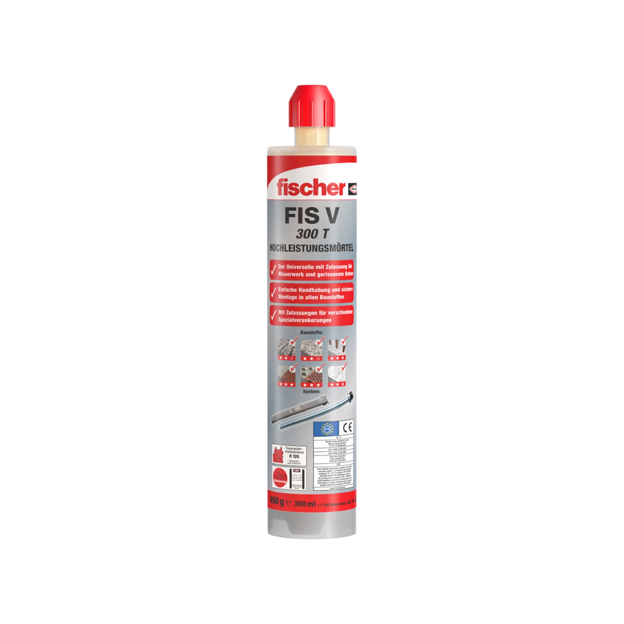 fischer FIS V 300 T Hochleistungsmörtel mit Statikmischer und Kartuschenpresse, 521376