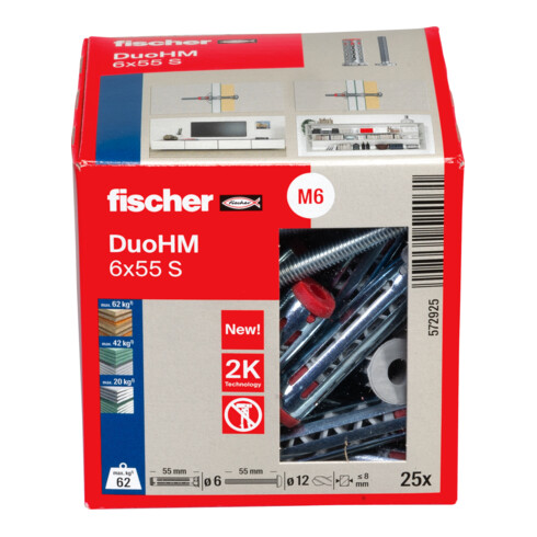 fischer Hohlraumdübel DuoHM 6x55 S TX