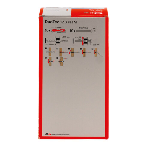 fischer Hollewandplug DuoTec 12 S PH met metrische bolkopschroef