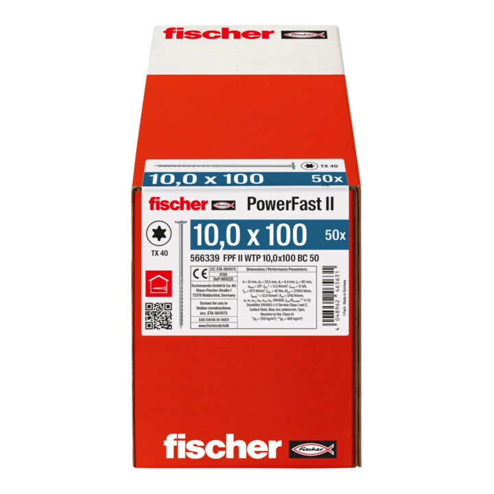 fischer Holzschraube PowerFast II 10,0x100 TK TX TG blvz 50