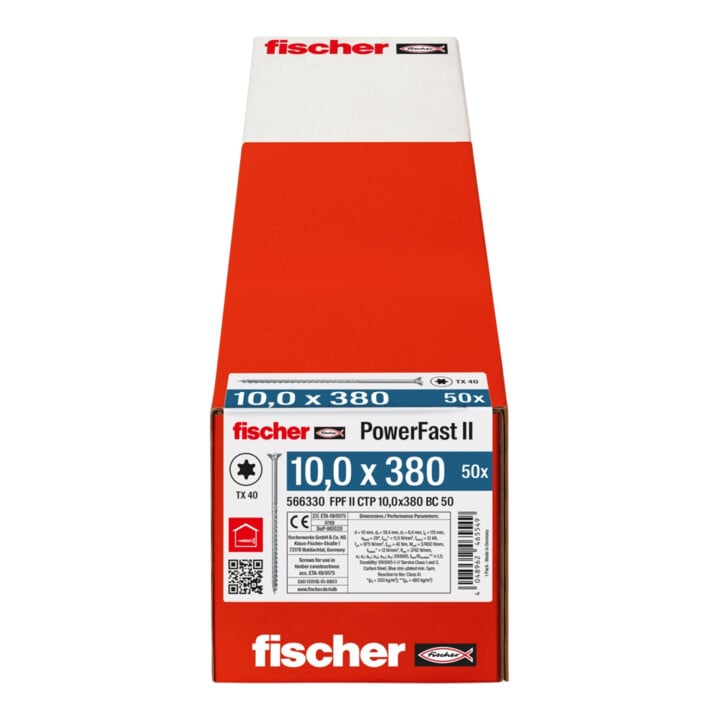 fischer Holzschraube PowerFast II 10,0x380 SK TX TG blvz 50