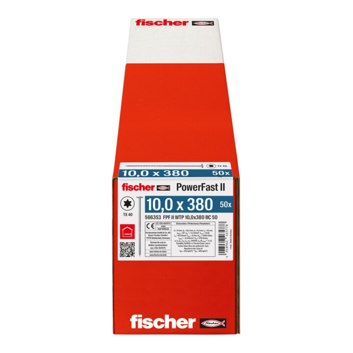 fischer Holzschraube PowerFast II 10,0x380 TK TX TG blvz 50