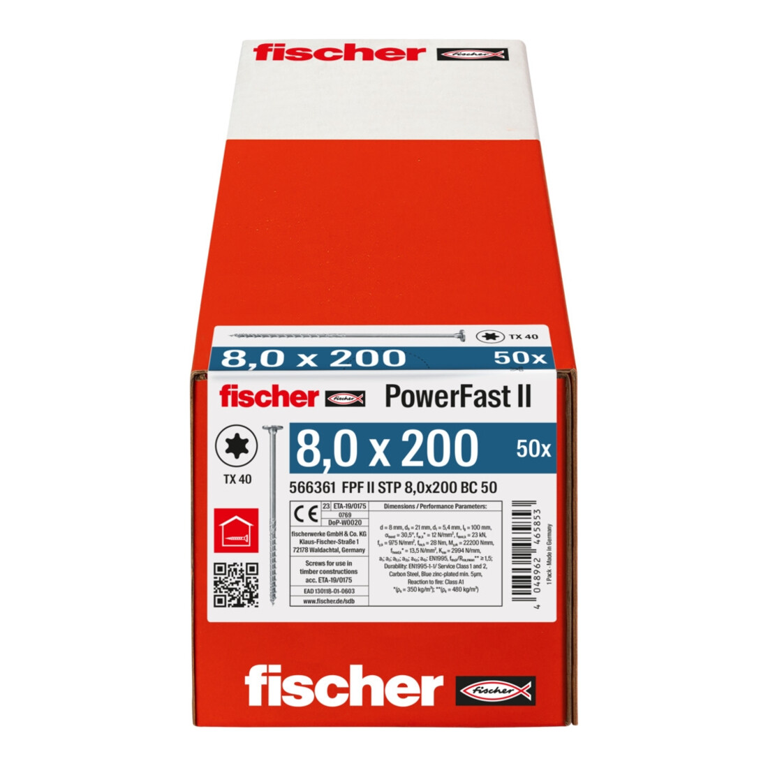 fischer Holzschraube PowerFast II 8,0x200 ST TX TG blvz 50