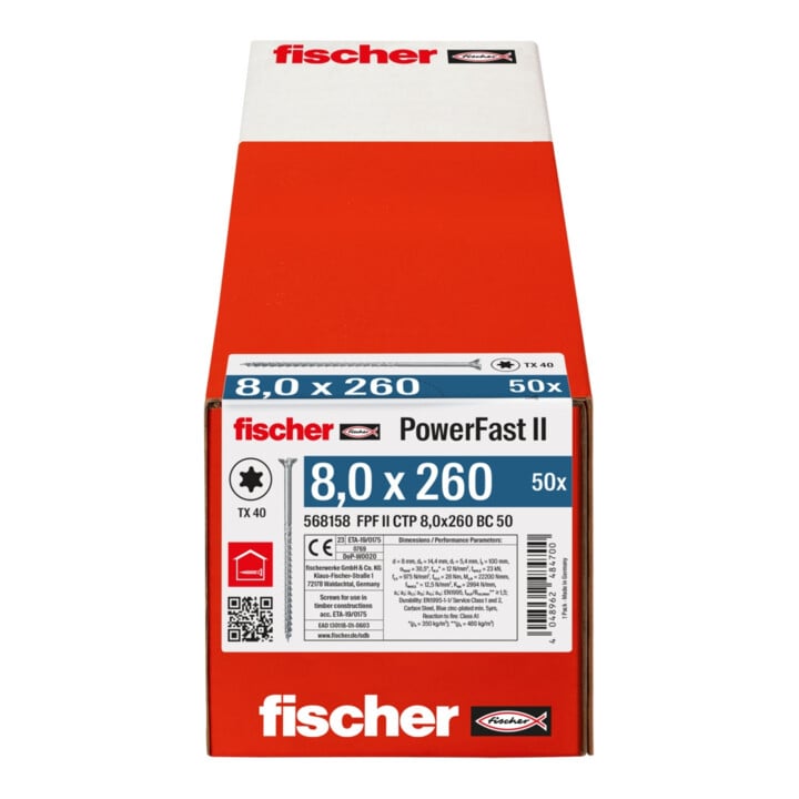 fischer Holzschraube PowerFast II 8,0x260 SK TX TG blvz 50