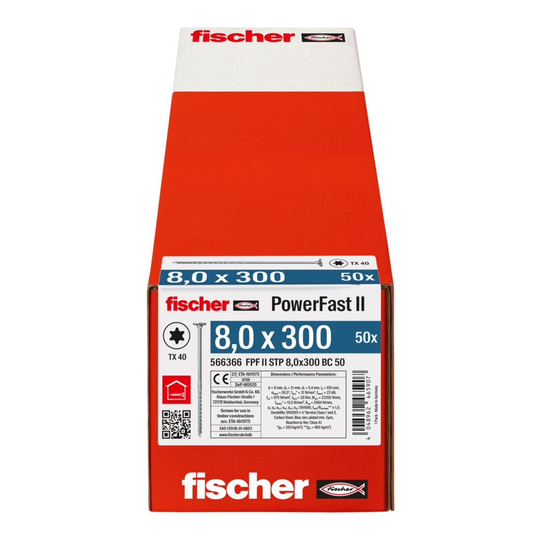 fischer Holzschraube PowerFast II 8,0x300 ST TX TG blvz 50