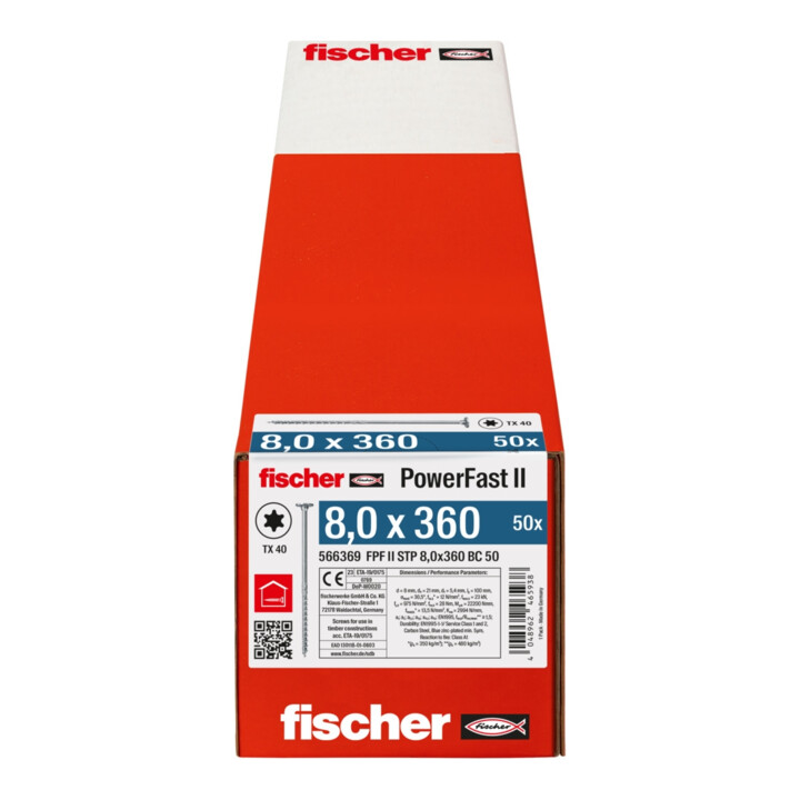 fischer Holzschraube PowerFast II 8,0x360 ST TX TG blvz 50