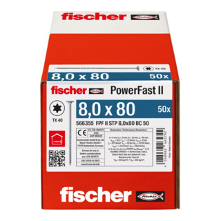 fischer Holzschraube PowerFast II mit Stufensenkkopf TX40 TG blvz 50