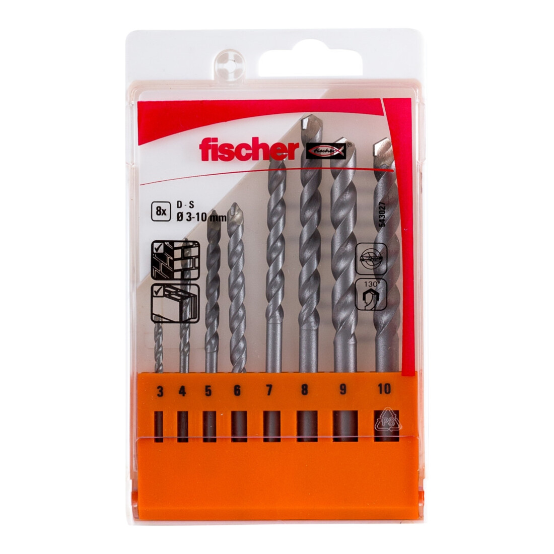 fischer Jeu de forets à pierre D-S 3-10mm P 8 pièces
