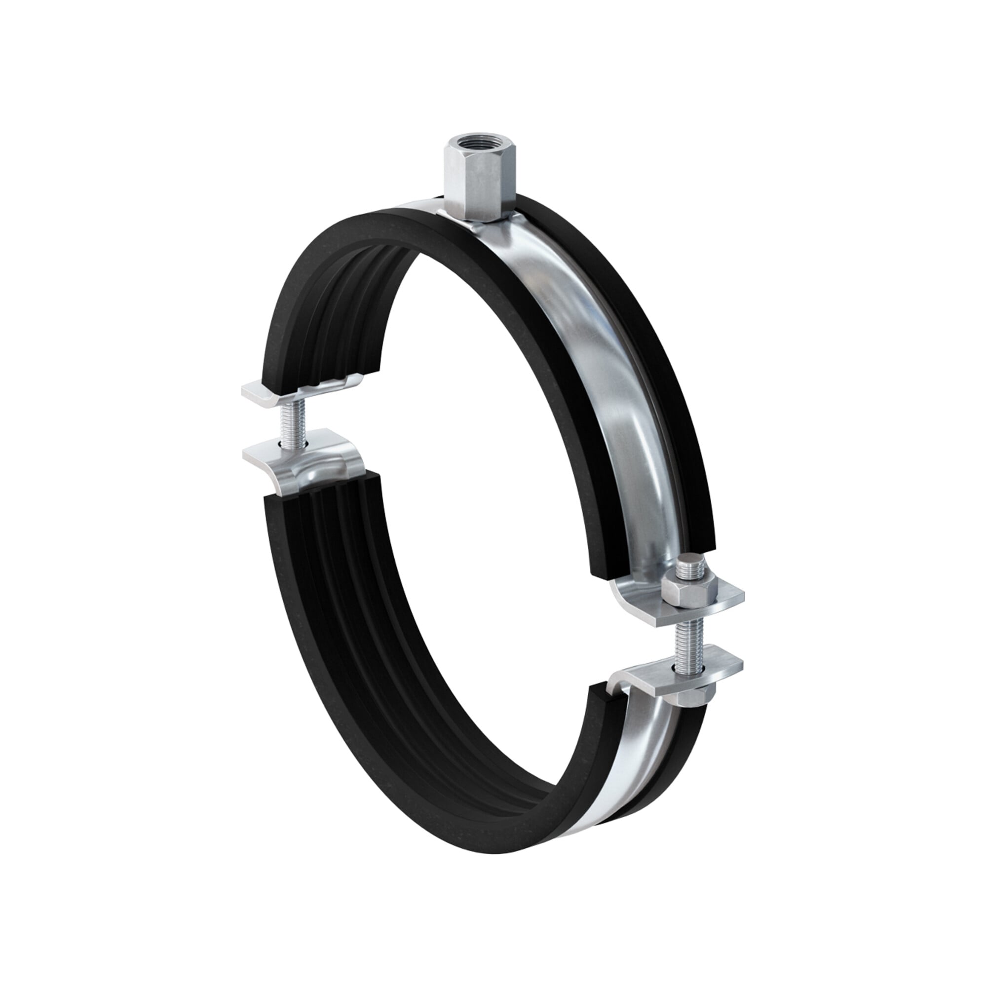 fischer FRS M 200 M10/M12 Massivrohrschelle für Rohrbefestigung mit Schelle aus verzinktem Stahl, Durchmesser 200mm, Gewindegröße M10/M12, 93715