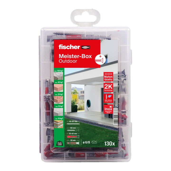 fischer Meister-Box Outdoor + vis (130 pièces)
