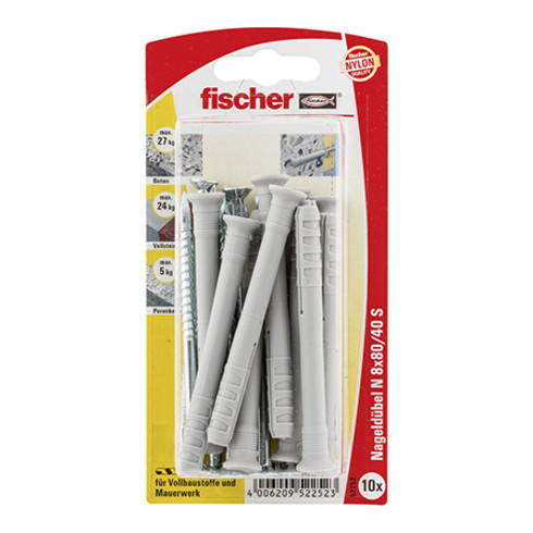 fischer Nageldübel N 8x80/40 S K (10)
